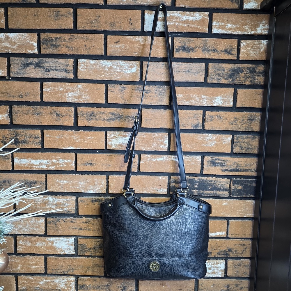 Anne Klein Crossbody Purse Black Pebble Textured Purse